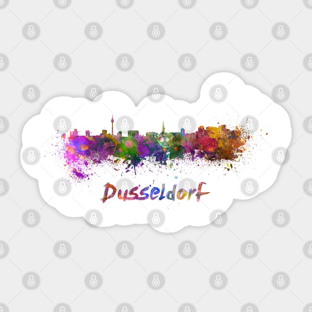 Dusseldorf skyline in watercolor Sticker by PaulrommerArt